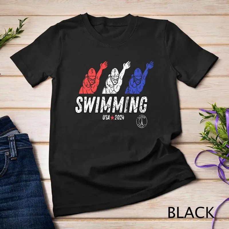 Aquatic Sports Teams - 2024 ทีมกีฬาว่ายน้ำ นักกีฬาว่ายน้ำสหรัฐอเมริกา ปารีส ที ยูนิเซ็กส์เสื้อยืด